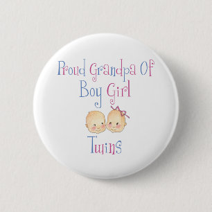 Badge Rond 5 Cm Grand-papa fier des jumelles de fille de garçon