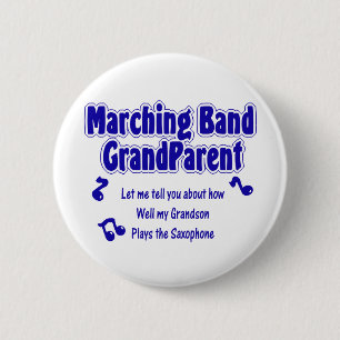 Badge Rond 5 Cm Grand-parent/Saxophone de la bande Marquage