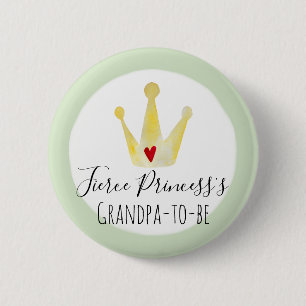 Badge Rond 5 Cm Grand-père à être Aquarelle Princesse Baby shower 