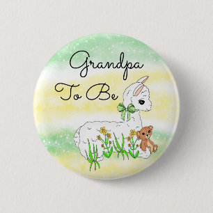 Badge Rond 5 Cm Grand-père à être lama avec ours en peluche