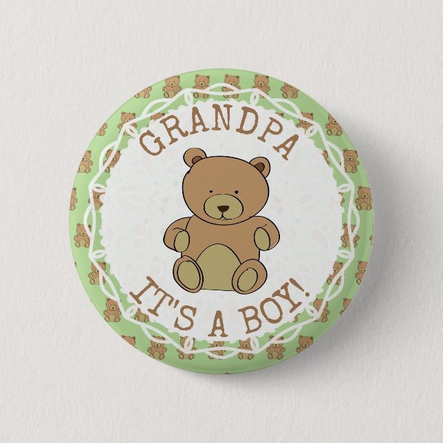 Badge Rond 5 Cm Grand-père à être Teddy Portez son petit bouton (Devant)