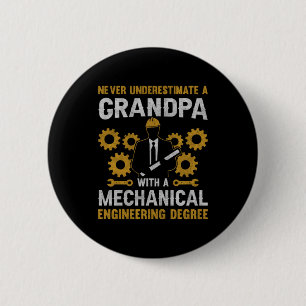 Badge Rond 5 Cm Grand-Père Avec Une Ingénierie Mécanique