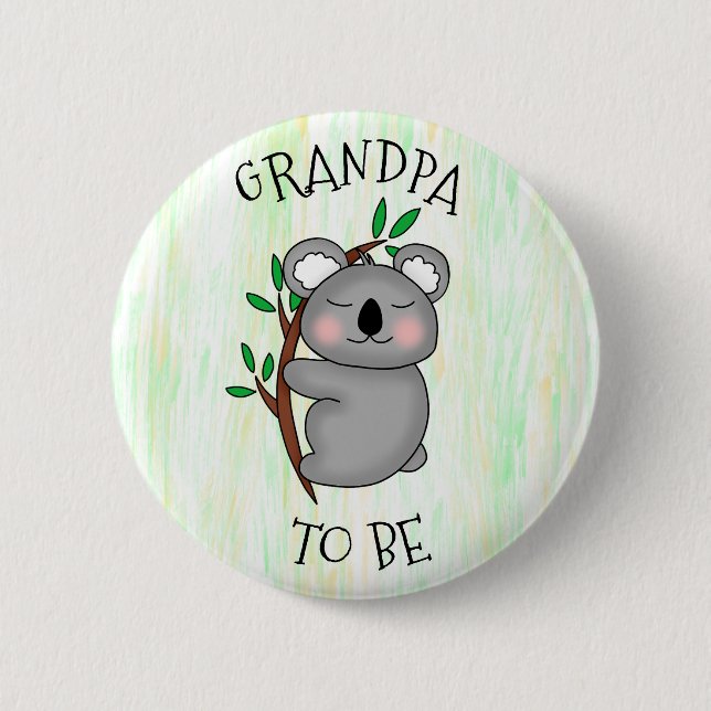 Badge Rond 5 Cm Grand-père | Baby shower à thème Koala (Devant)