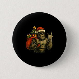 Badge Rond 5 Cm Grand-père Bigfoot Arbre de Noël Rock On Drôle de