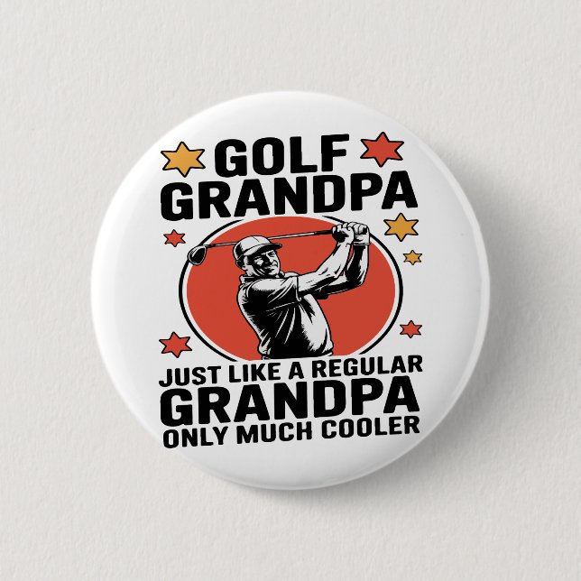 Badge Rond 5 Cm Grand-père de golf comme un grand-père régulier (Devant)