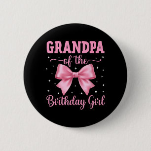 Badge Rond 5 Cm Grand-père de la fille d'anniversaire Coquette Bow