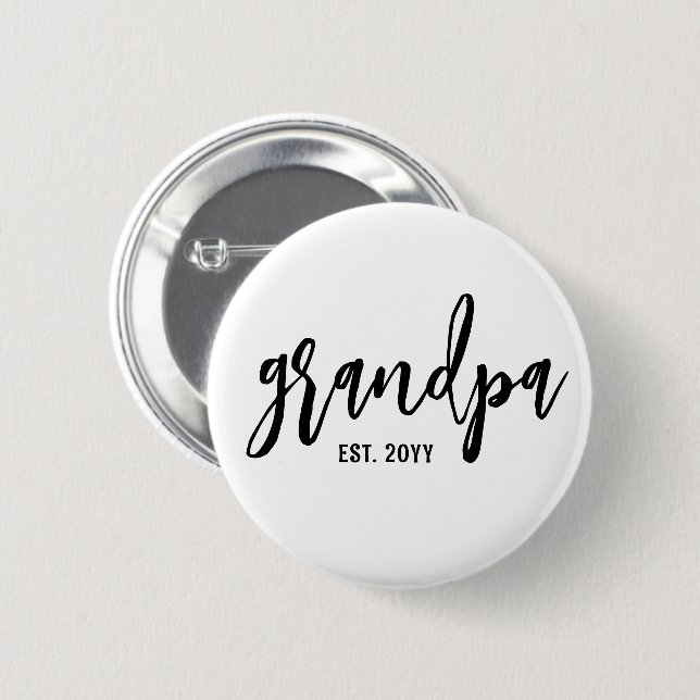 Badge Rond 5 Cm Grand-Père Est Personnalisé. Typographie de script (Devant & derrière)