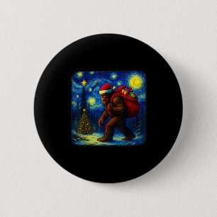 Badge Rond 5 Cm Grand Père Noël Bigfoot Van de Noël Étoilé Sasquat