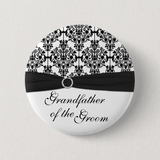 Badge Rond 5 Cm Grand-père noir et blanc de damassé du Pin de