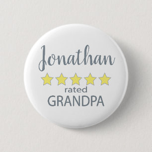 Badge Rond 5 Cm Grand-père noté 5 étoiles