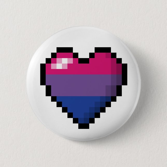 Badge Rond 5 Cm Grand Pixel Coeur Design dans le drapeau de la fie (Devant)