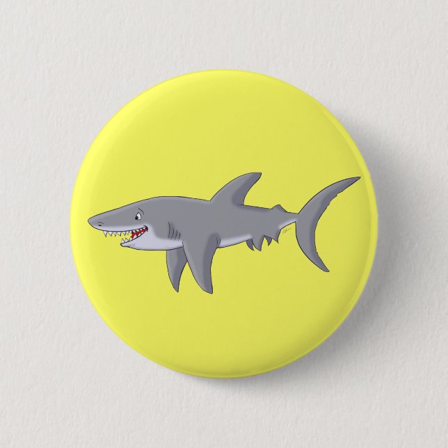 Badge Rond 5 Cm Grand requin blanc de bande dessinée (Devant)