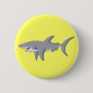 Badge Rond 5 Cm Grand requin blanc de bande dessinée
