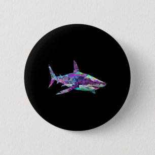 Badge Rond 5 Cm Grand requin blanc Polygon Pêche Scuby Plongée Sha