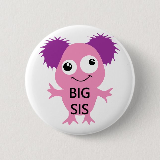 Badge Rond 5 Cm Grand Soeur Rose Monster (Devant)