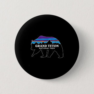 Badge Rond 5 Cm Grand teton parc national ours grizzly minimaliste