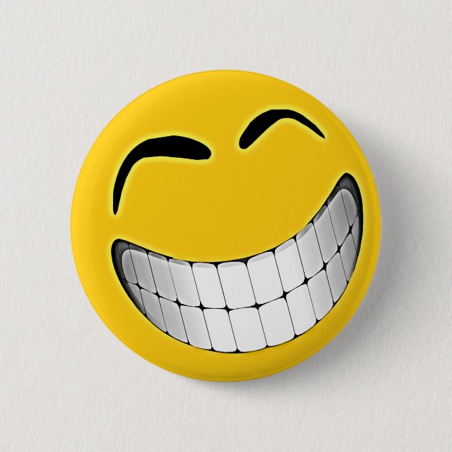 Badge Rond 5 Cm Grand visage jaune de grimace (Devant)