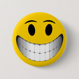 Badge Rond 5 Cm Grand visage jaune de sourire