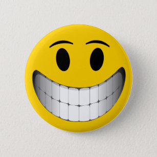 Badge Rond 5 Cm Grand visage jaune de sourire