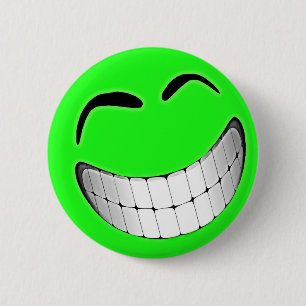 Badge Rond 5 Cm Grand visage vert de grimace