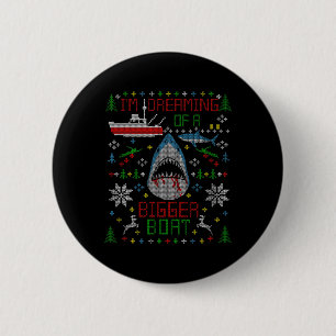Badge Rond 5 Cm Grand White Shark Fishing Ugly Christmas Sweater P