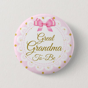 Badge Rond 5 Cm Grande grand-maman à être rose de baby shower et