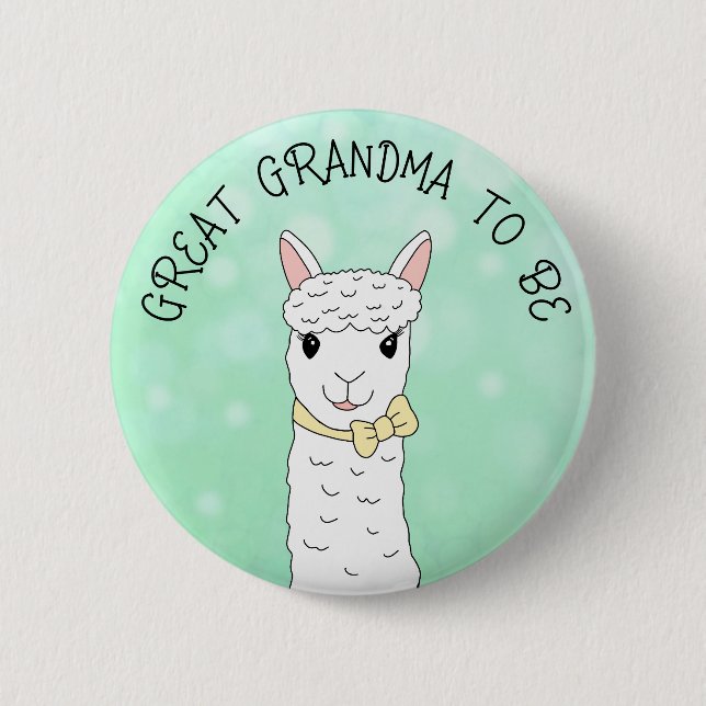 Badge Rond 5 Cm Grande grand-mère à être lama avec la cou jaune (Devant)