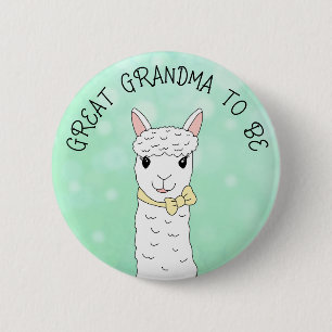 Badge Rond 5 Cm Grande grand-mère à être lama avec la cou jaune