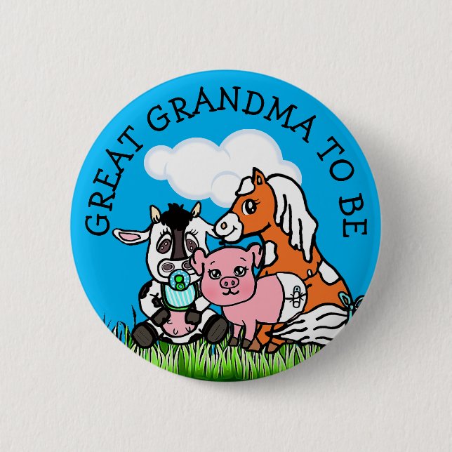 Badge Rond 5 Cm Grande grand-mère d'être Baby shower animal de fer (Devant)