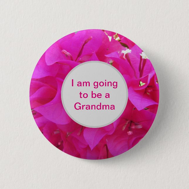 Badge Rond 5 Cm Grande-mère Fleur d'Azalée rose vif (Devant)