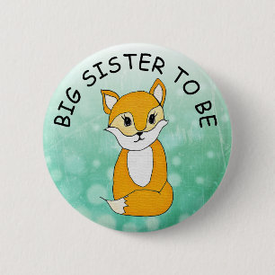 Badge Rond 5 Cm Grande Soeur à être, Baby shower Bouton Little Fox