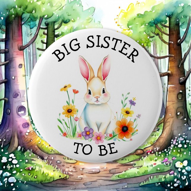 Badge Rond 5 Cm Grande soeur | Baby shower des créations forestièr (Créateur téléchargé)