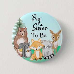 Badge Rond 5 Cm Grande Soeur Baby shower des créations forestièr