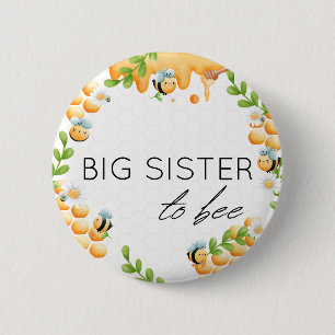 Badge Rond 5 Cm GRANDE SOEUR d'abeille Miel Bumble Baby shower d'a