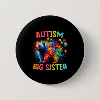 Badge Rond 5 Cm Grande sœur de l'autisme Ours sœur arc-en-ciel col