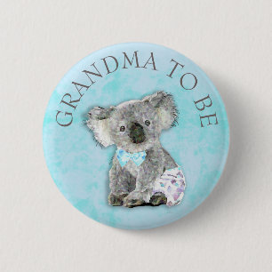 Badge Rond 5 Cm GRANDMA à être Baby shower bouton Koala Ours Thème