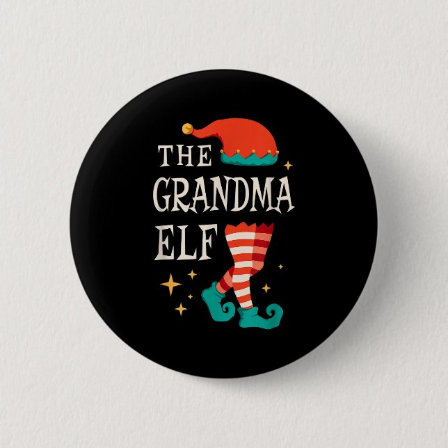 Badge Rond 5 Cm Grandma Elf Family Matching Group Christmas Grandm (Devant)