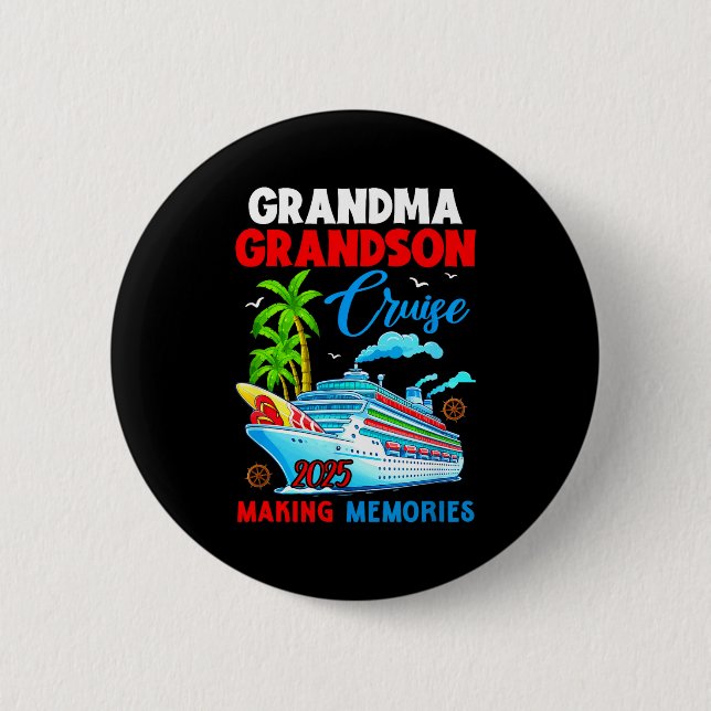 Badge Rond 5 Cm Grandma Grandson Cruise 2025 Memories Christmas Fa (Devant)