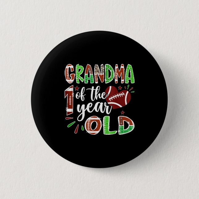 Badge Rond 5 Cm Grandma Of The 1 Year Old Football 1st Birthday Bo (Devant)