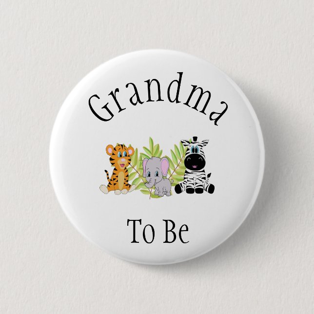 Badge Rond 5 Cm Grandma To Be Safari Jungle New Aunt Baby Shower (Devant)