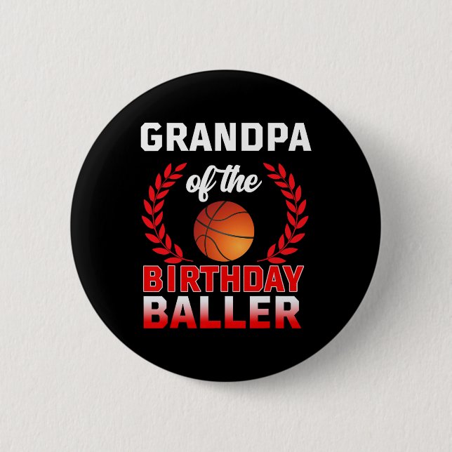 Badge Rond 5 Cm GRANDPA De Baller Basketball Anniversaire Thème Bd (Devant)