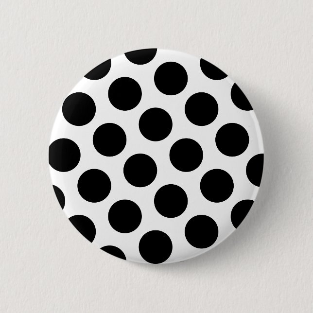 Badge Rond 5 Cm Grands pois blancs et noirs (Devant)