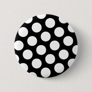 Badge Rond 5 Cm Grands pois noirs et blancs