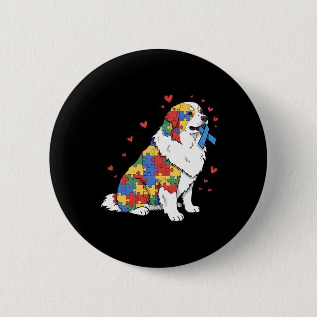 Badge Rond 5 Cm Grands Pyrénées Puzzle Autisme Sensibilisation Aut (Devant)