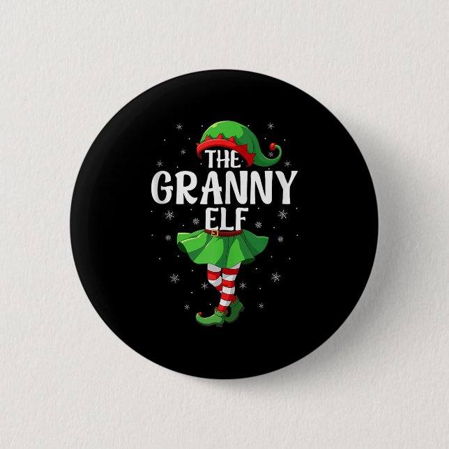 Badge Rond 5 Cm Granny Elf Christmas Grandma Women Elf Squad Xmas  (Devant)