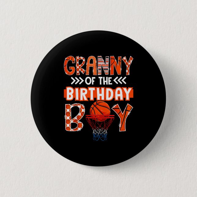 Badge Rond 5 Cm Granny Of The Birthday Boy Basketball Lover Matchi (Devant)