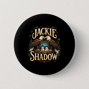 Badge Rond 5 Cm Graphi vintage Jackie Et Ombre Bald Eagle Famille