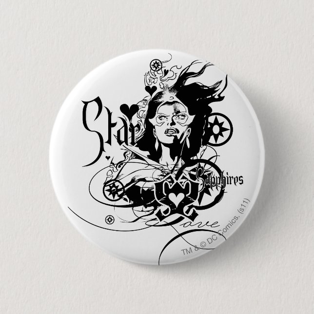 Badge Rond 5 Cm Graphique 7 de saphir d'étoile (Devant)