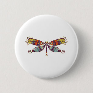 Badge Rond 5 Cm Graphique coloré de libellules pour femmes