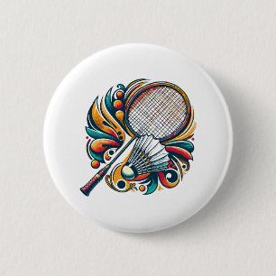 Badge Rond 5 Cm Graphique de badminton